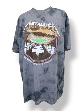 Metallica Mens "Master Of Puppets" Graphic Tee Shirt Band Tee Tie Dye Gray XL